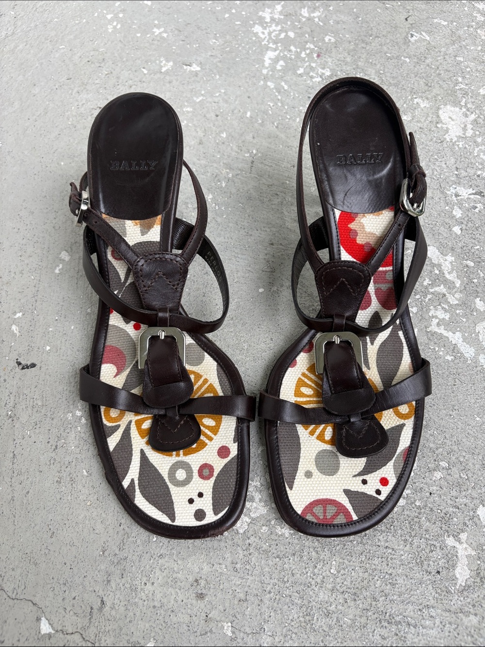 Bally T strap buckle sandals